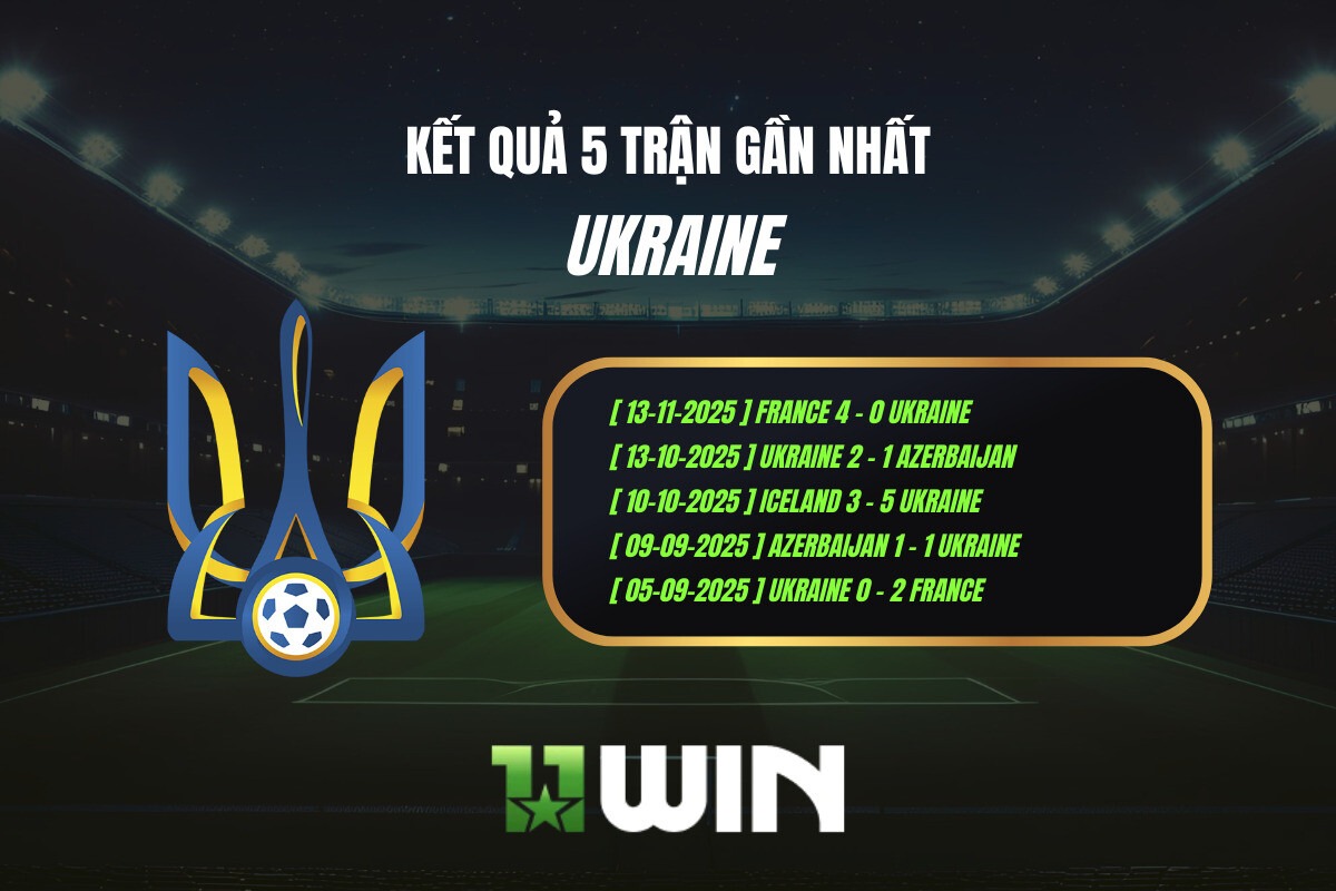 Kết quả 5 trận gần nhất Ukraine - 11WIN