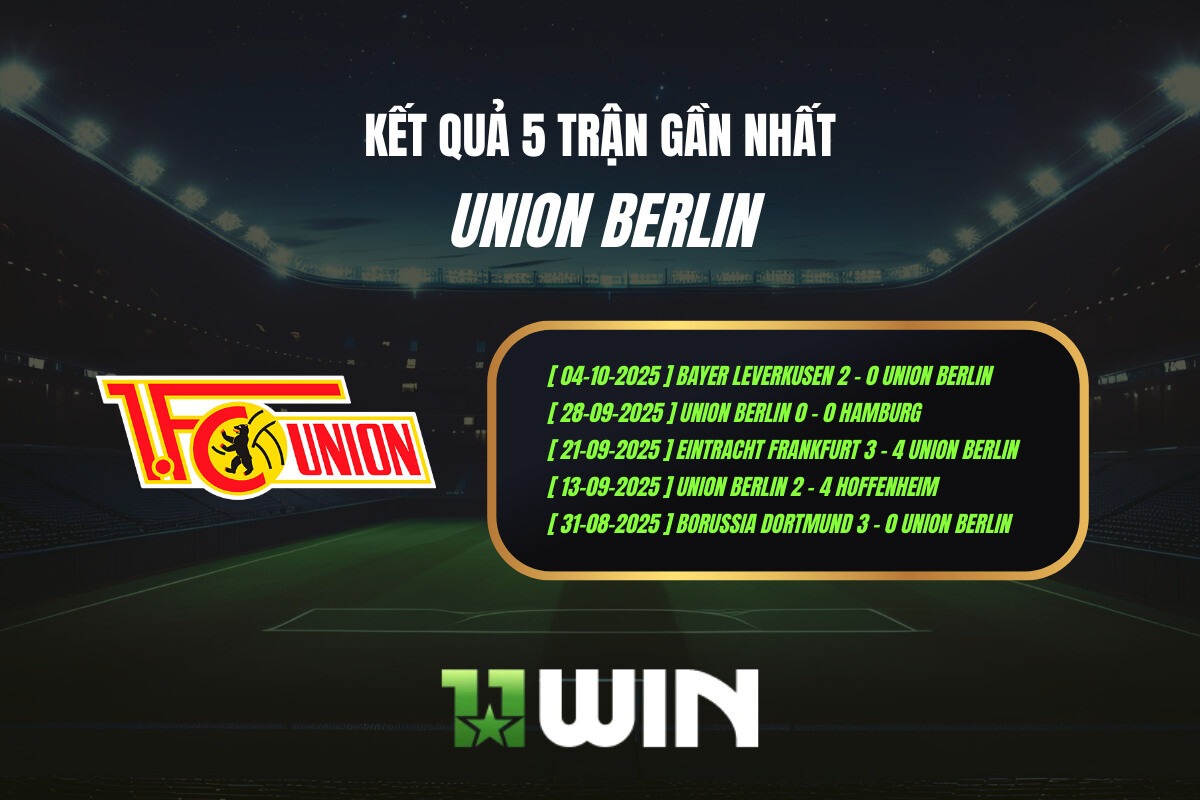 Kết quả 5 trận gần nhất Union Berlin - 11WIN