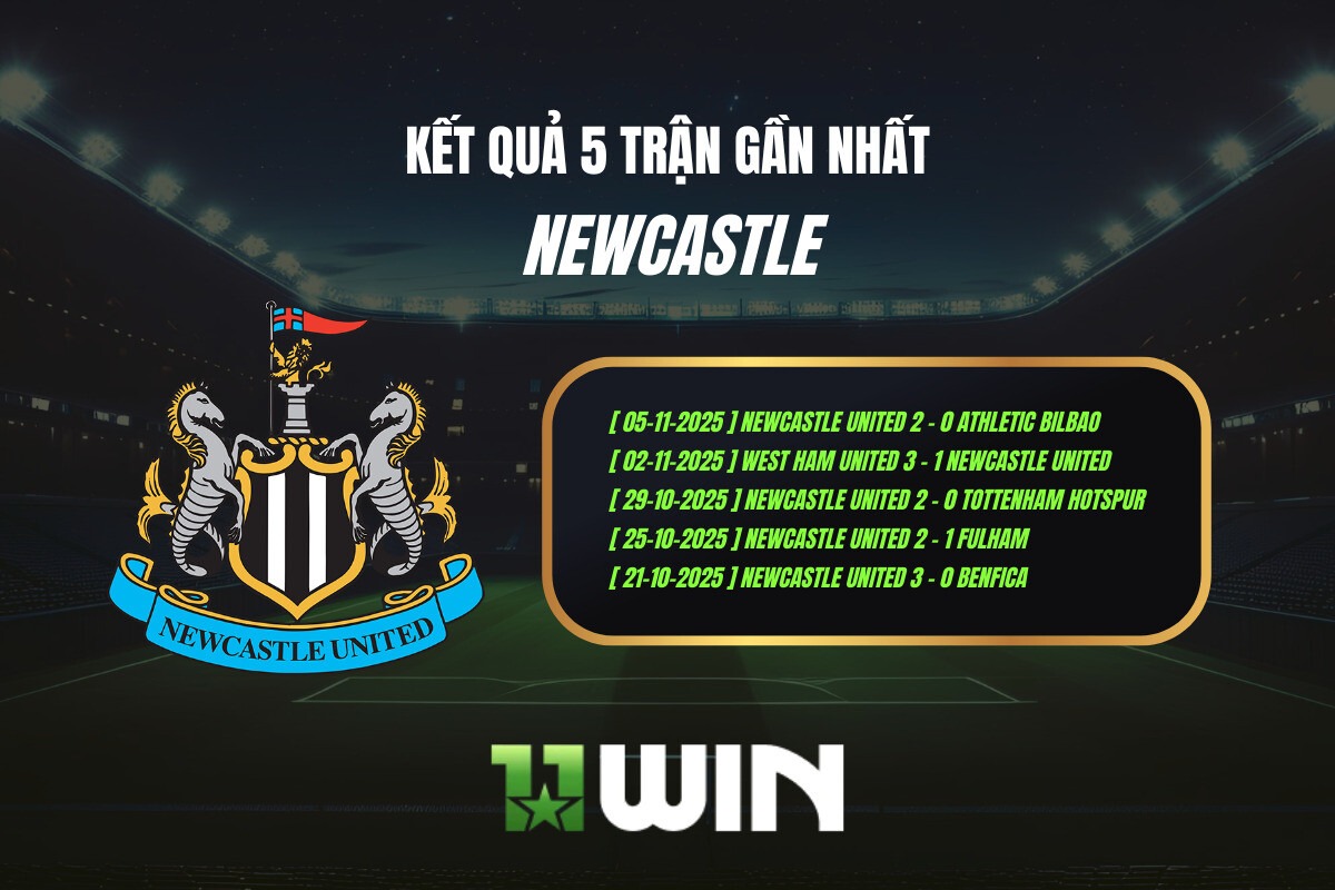 Kết quả 5 trận gần nhất Newcastle - 11WIN