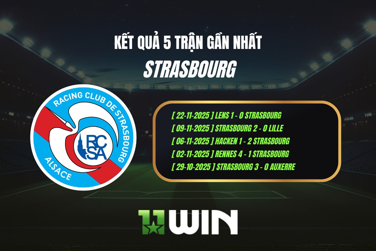 Kết quả 5 trận gần nhất Strasbourg - 11WIN