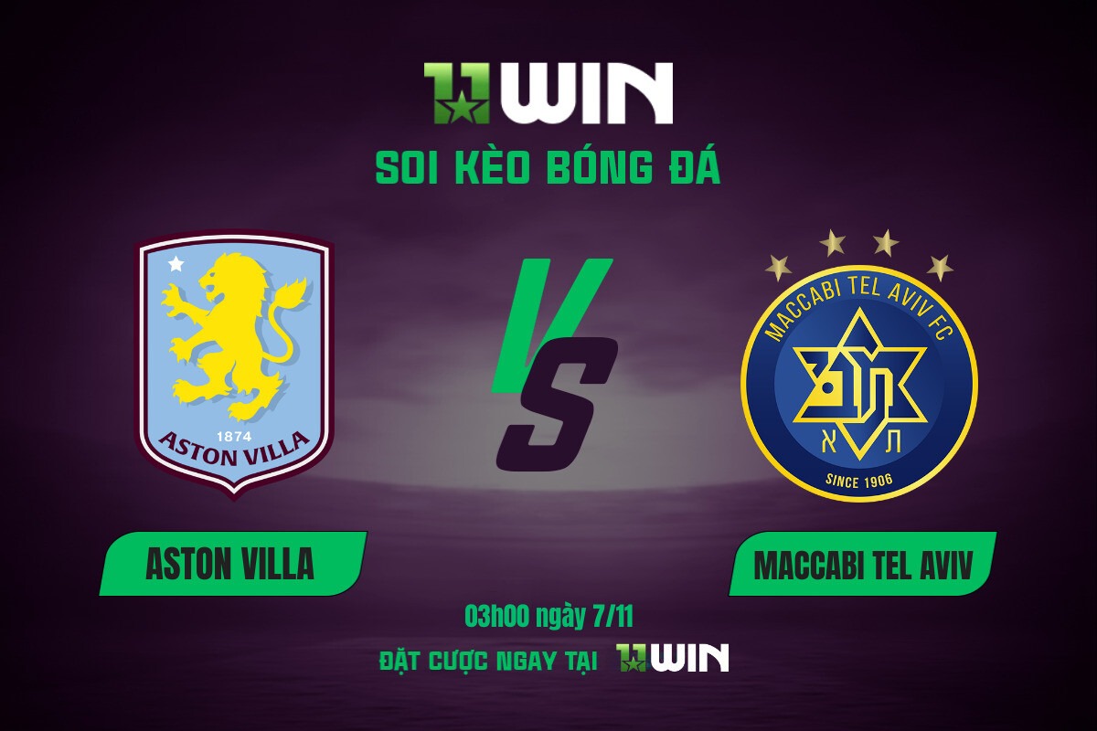 Soi kèo bóng đá Aston Villa vs Maccabi Tel Aviv, 03h00 ngày 7/11 11WIN