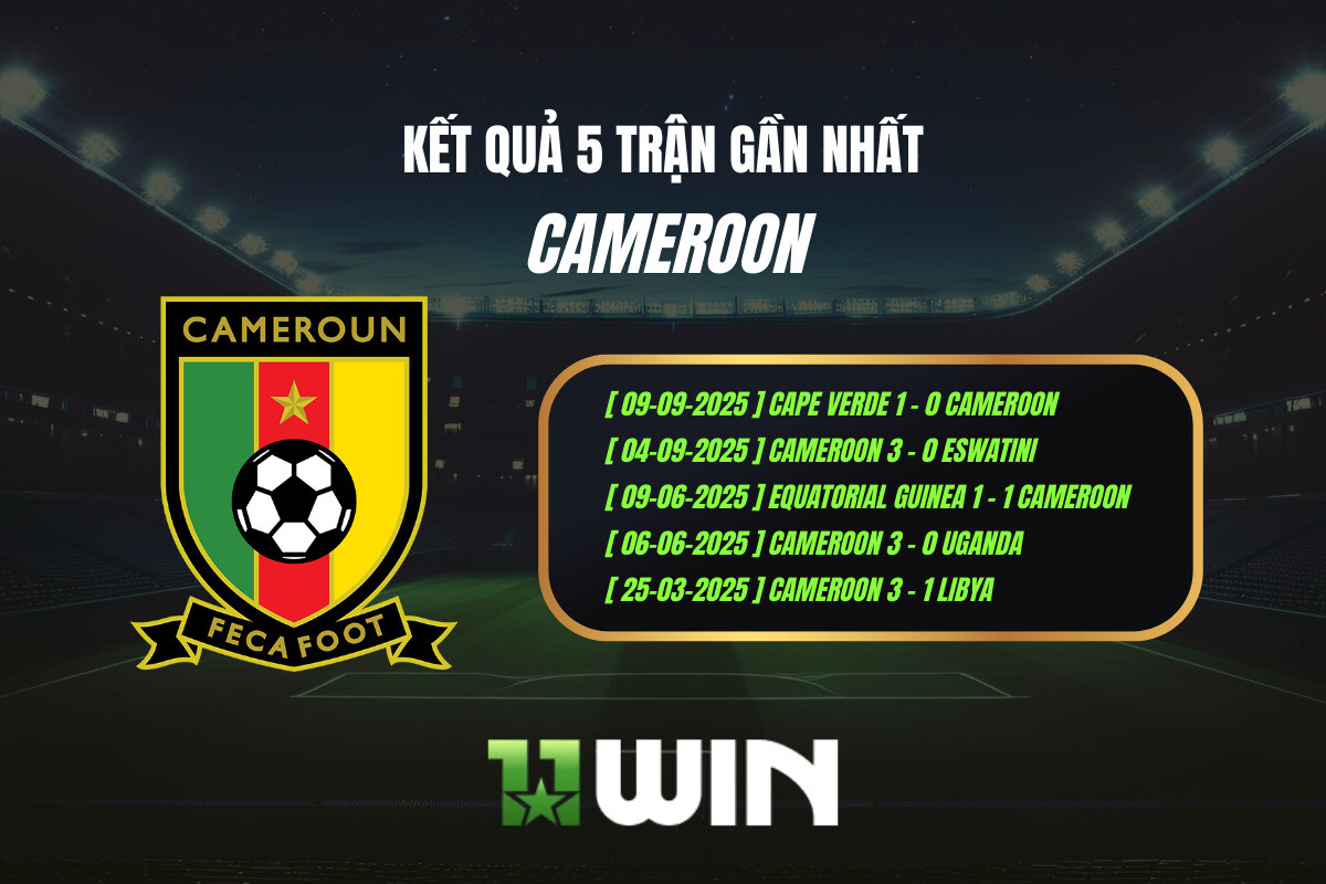 Kết quả 5 trận gần nhất Cameroon - 11WIN