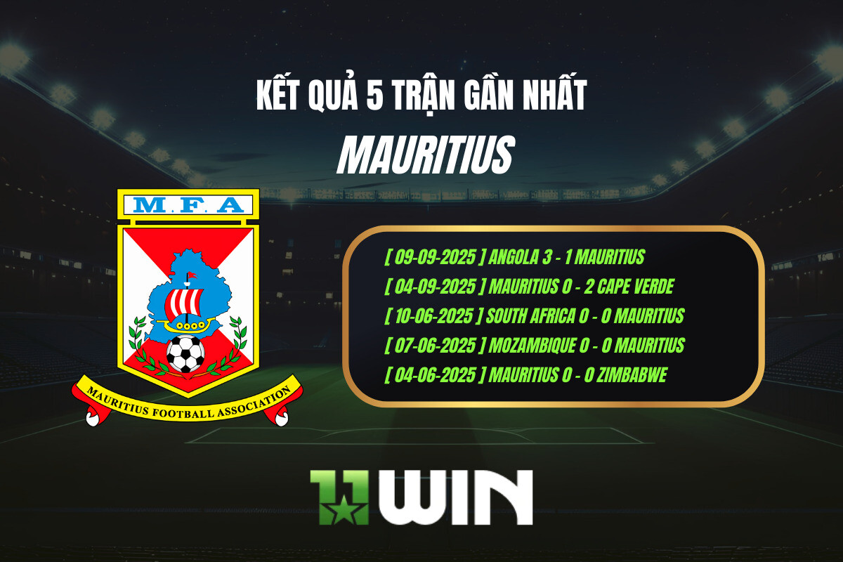 Kết quả 5 trận gần nhất Mauritius - 11WIN