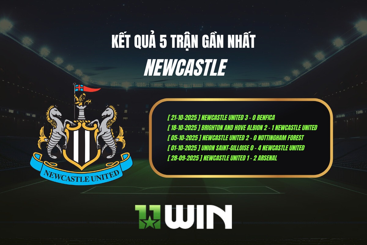 Kết quả 5 trận gần nhất Newcastle - 11WIN
