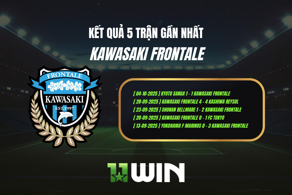 Kết quả 5 trận gần nhất Kawasaki Frontale - 11WIN